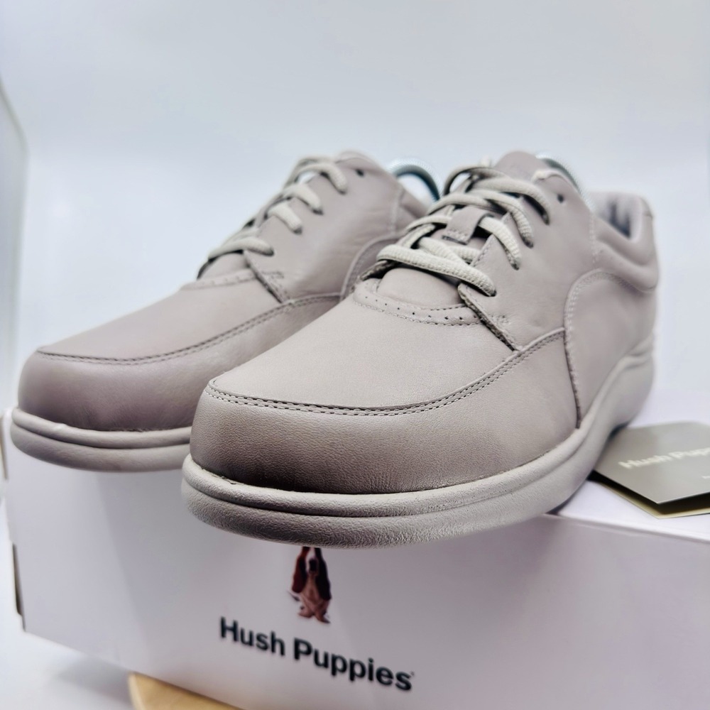 Hush Puppies Power Walker Shoes Womens 11 Dove Gray Leather Walking Comfort New - Picture 2 of 8